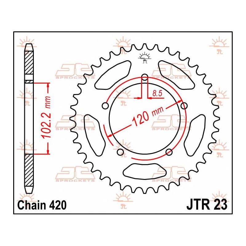 JTR23.47 REAR REPLACEMENT SPROCKET 47 TEETH 420 PITCH NATURAL STEEL