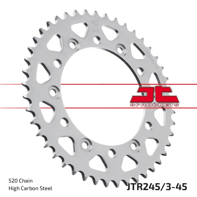 JTR245/3.45 REAR REPLACEMENT SPROCKET 45 TEETH 520 PITCH NATURAL C49 HIGH CARBON STEEL