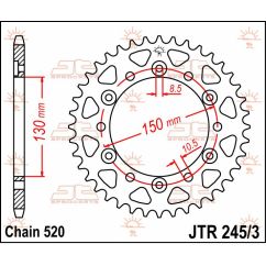JTR245/3.47 REAR REPLACEMENT SPROCKET 47 TEETH 520 PITCH NATURAL C49 HIGH CARBON STEEL