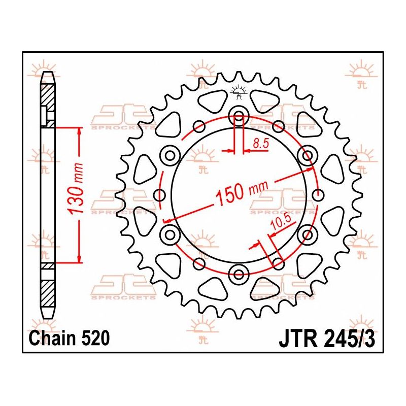 JTR245/3.47 REAR REPLACEMENT SPROCKET 47 TEETH 520 PITCH NATURAL C49 HIGH CARBON STEEL