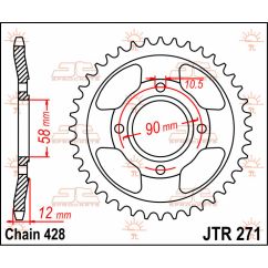 JTR271.50 REAR REPLACEMENT SPROCKET 50 TEETH 428 PITCH NATURAL STEEL