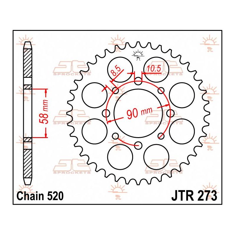 JTR273.39 REAR REPLACEMENT SPROCKET 39 TEETH 520 PITCH NATURAL STEEL