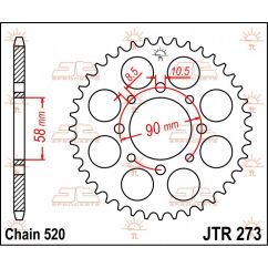 JTR273.41 REAR REPLACEMENT SPROCKET 41 TEETH 520 PITCH NATURAL STEEL