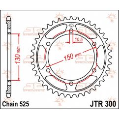 JTR300.42 REAR REPLACEMENT SPROCKET 42 TEETH 525 PITCH NATURAL STEEL