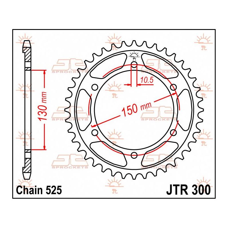 JTR300.48 REAR REPLACEMENT SPROCKET 48 TEETH 525 PITCH NATURAL STEEL