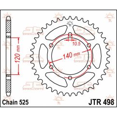 JTR498.39 REAR REPLACEMENT SPROCKET 39 TEETH 525 PITCH NATURAL STEEL
