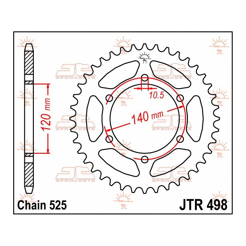 JTR498.39 REAR REPLACEMENT SPROCKET 39 TEETH 525 PITCH NATURAL STEEL