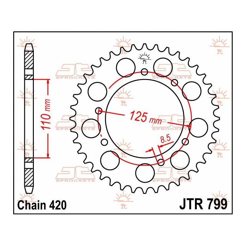 JTR799.50 REAR REPLACEMENT SPROCKET 50 TEETH 420 PITCH NATURAL C49 HIGH CARBON STEEL