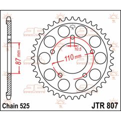 JTR807.48 REAR REPLACEMENT SPROCKET 48 TEETH 525 PITCH NATURAL STEEL