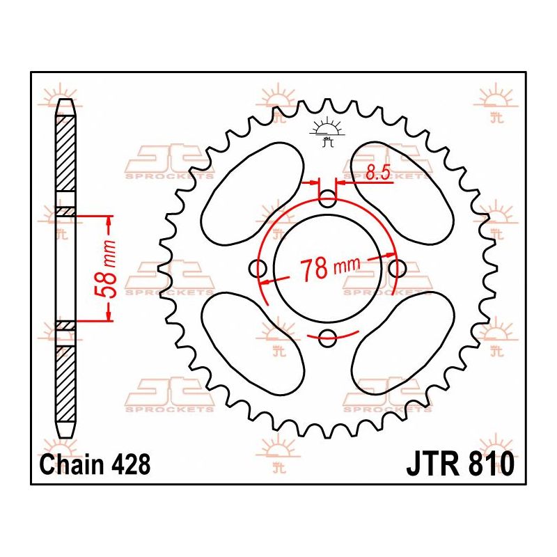 JTR810.43 REAR REPLACEMENT SPROCKET 43 TEETH 428 PITCH NATURAL STEEL
