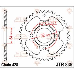 JTR835.49 REAR REPLACEMENT SPROCKET 49 TEETH 428 PITCH NATURAL STEEL