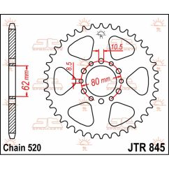 JTR845.40 REAR REPLACEMENT SPROCKET 40 TEETH 520 PITCH NATURAL STEEL