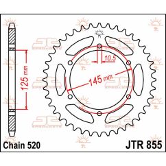 JTR855.46 REAR REPLACEMENT SPROCKET 46 TEETH 520 PITCH NATURAL STEEL
