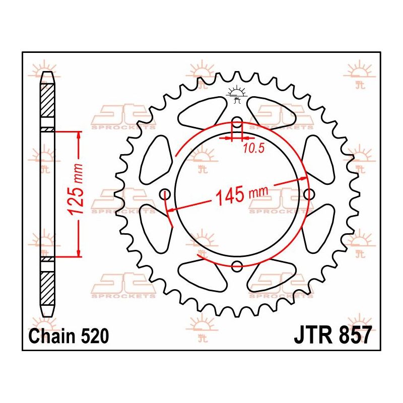 JTR857.47 REAR REPLACEMENT SPROCKET 47 TEETH 520 PITCH NATURAL STEEL