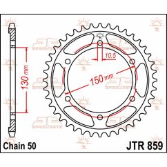 JTR859.48 REAR REPLACEMENT SPROCKET 48 TEETH 50 PITCH NATURAL STEEL