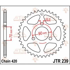 JTR239.36 REAR REPLACEMENT SPROCKET 36 TEETH 420 PITCH NATURAL C49 HIGH CARBON STEEL