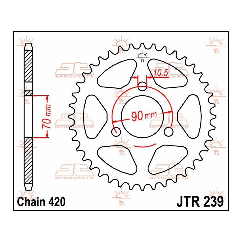 JTR239.36 REAR REPLACEMENT SPROCKET 36 TEETH 420 PITCH NATURAL C49 HIGH CARBON STEEL