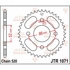 JTR1071.30 REAR REPLACEMENT SPROCKET 30 TEETH 520 PITCH NATURAL C49 HIGH CARBON STEEL