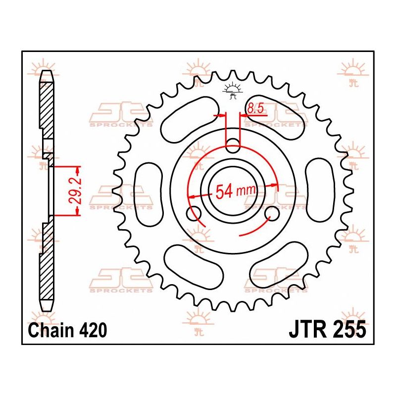 JTR255.35 REAR REPLACEMENT SPROCKET 35 TEETH 420 PITCH NATURAL C49 HIGH CARBON STEEL