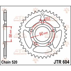 JTR604.40 REAR REPLACEMENT SPROCKET 40 TEETH 520 PITCH NATURAL C49 HIGH CARBON STEEL