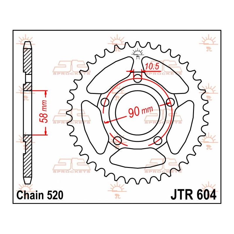 JTR604.40 REAR REPLACEMENT SPROCKET 40 TEETH 520 PITCH NATURAL C49 HIGH CARBON STEEL