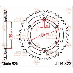 JTR822.41 REAR REPLACEMENT SPROCKET 41 TEETH 520 PITCH NATURAL C49 HIGH CARBON STEEL