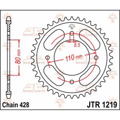 JTR1219.42 REAR REPLACEMENT SPROCKET 42 TEETH 428 PITCH NATURAL C49 HIGH CARBON STEEL