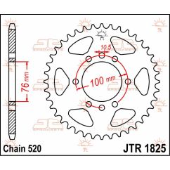 JTR1825.42 REAR REPLACEMENT SPROCKET 42 TEETH 520 PITCH NATURAL C49 HIGH CARBON STEEL