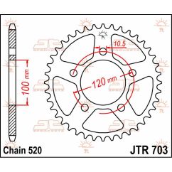 JTR703.44 REAR REPLACEMENT SPROCKET 44 TEETH 520 PITCH NATURAL C49 HIGH CARBON STEEL