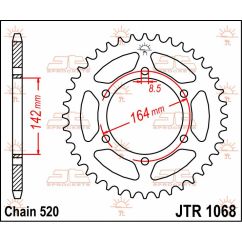 JTR1068.46 REAR REPLACEMENT SPROCKET 46 TEETH 520 PITCH NATURAL C49 HIGH CARBON STEEL