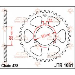 JTR1081.46 REAR REPLACEMENT SPROCKET 46 TEETH 428 PITCH NATURAL C49 HIGH CARBON STEEL