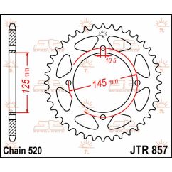 JTR857.46 REAR REPLACEMENT SPROCKET 46 TEETH 520 PITCH NATURAL C49 HIGH CARBON STEEL
