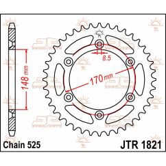 JTR1821.47 REAR REPLACEMENT SPROCKET 47 TEETH 525 PITCH NATURAL C49 HIGH CARBON STEEL