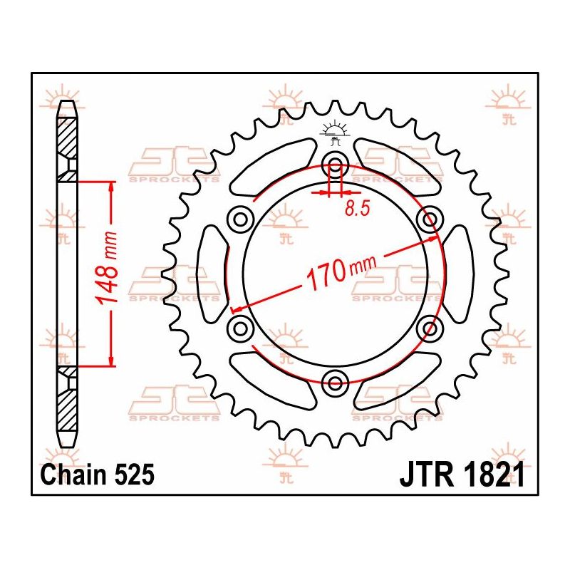 JTR1821.47 REAR REPLACEMENT SPROCKET 47 TEETH 525 PITCH NATURAL C49 HIGH CARBON STEEL
