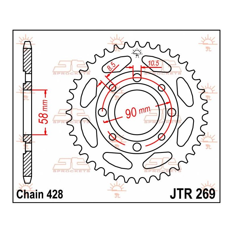 JTR269.47 REAR REPLACEMENT SPROCKET 47 TEETH 428 PITCH NATURAL C49 HIGH CARBON STEEL