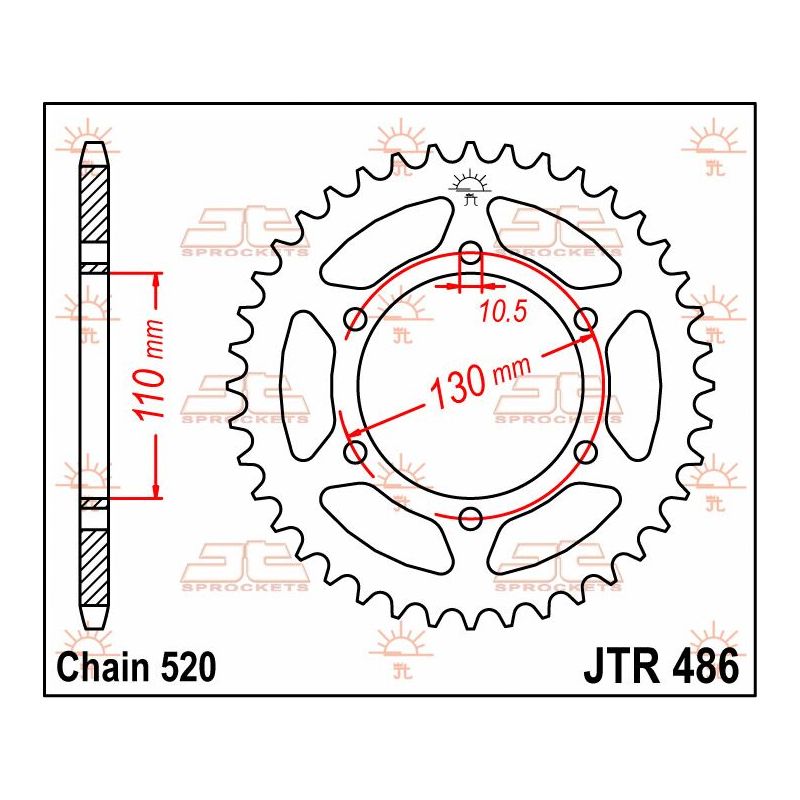 JTR486.47 REAR REPLACEMENT SPROCKET 47 TEETH 520 PITCH NATURAL C49 HIGH CARBON STEEL