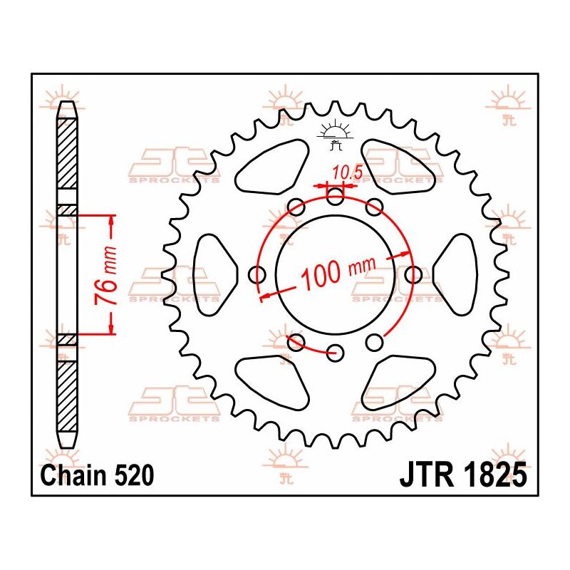 JTR1825.48 REAR REPLACEMENT SPROCKET 48 TEETH 520 PITCH NATURAL C49 HIGH CARBON STEEL