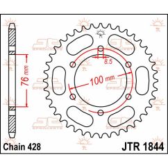 JTR1844.48 REAR REPLACEMENT SPROCKET 48 TEETH 428 PITCH NATURAL C49 HIGH CARBON STEEL