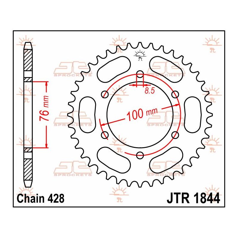 JTR1844.48 REAR REPLACEMENT SPROCKET 48 TEETH 428 PITCH NATURAL C49 HIGH CARBON STEEL