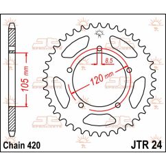JTR24.50 REAR REPLACEMENT SPROCKET 50 TEETH 420 PITCH NATURAL C49 HIGH CARBON STEEL