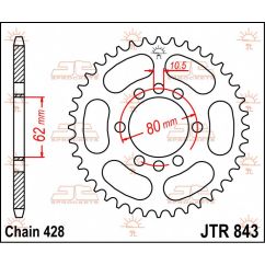 JTR843.50 REAR REPLACEMENT SPROCKET 50 TEETH 428 PITCH NATURAL C49 HIGH CARBON STEEL