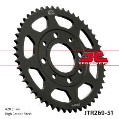 JTR269.51 REAR REPLACEMENT SPROCKET 51 TEETH 428 PITCH NATURAL C49 HIGH CARBON STEEL