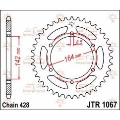 JTR1067.52 REAR REPLACEMENT SPROCKET 52 TEETH 428 PITCH NATURAL C49 HIGH CARBON STEEL