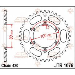 JTR1076.52 REAR REPLACEMENT SPROCKET 52 TEETH 420 PITCH NATURAL C49 HIGH CARBON STEEL