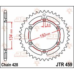 JTR459.52 REAR REPLACEMENT SPROCKET 52 TEETH 428 PITCH NATURAL C49 HIGH CARBON STEEL