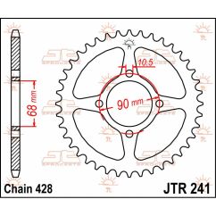 JTR241.53 REAR REPLACEMENT SPROCKET 53 TEETH 428 PITCH NATURAL C49 HIGH CARBON STEEL
