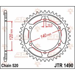 JTR1490.37 REAR REPLACEMENT SPROCKET 37 TEETH 520 PITCH NATURAL C49 HIGH CARBON STEEL