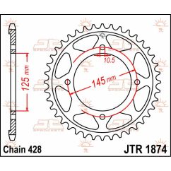 JTR1874.56 REAR REPLACEMENT SPROCKET 56 TEETH 428 PITCH NATURAL C49 HIGH CARBON STEEL