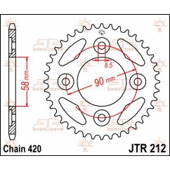 JTR212.37 REAR REPLACEMENT SPROCKET 37 TEETH 420 PITCH NATURAL C49 HIGH CARBON STEEL