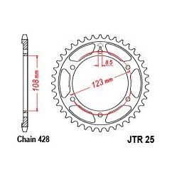 JTR25.60 REAR REPLACEMENT SPROCKET 60 TEETH 428 PITCH NATURAL C49 HIGH CARBON STEEL